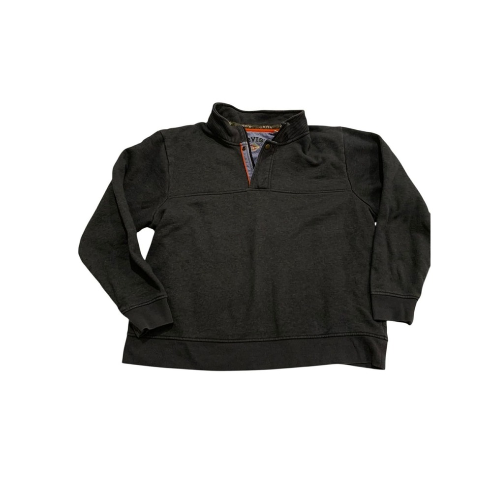 Orvis Quarter Snap Pullover Sweater XXL Mens Gray Fleece Lined Fly Fishing Logo